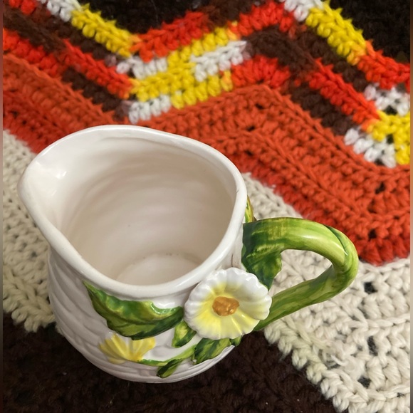 Vintage Lefton Japan Rustic Daisy Ceramic Creamer Pitcher Pot! - Picture 3 of 15